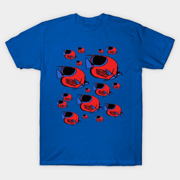 Red & Blue Sunfish T-Shirt by RockettGraph1cs